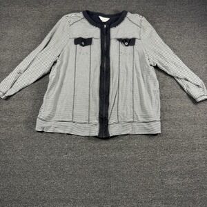 Cj. Banks Longsleeve Zip Up Top Size 2XL Black & White